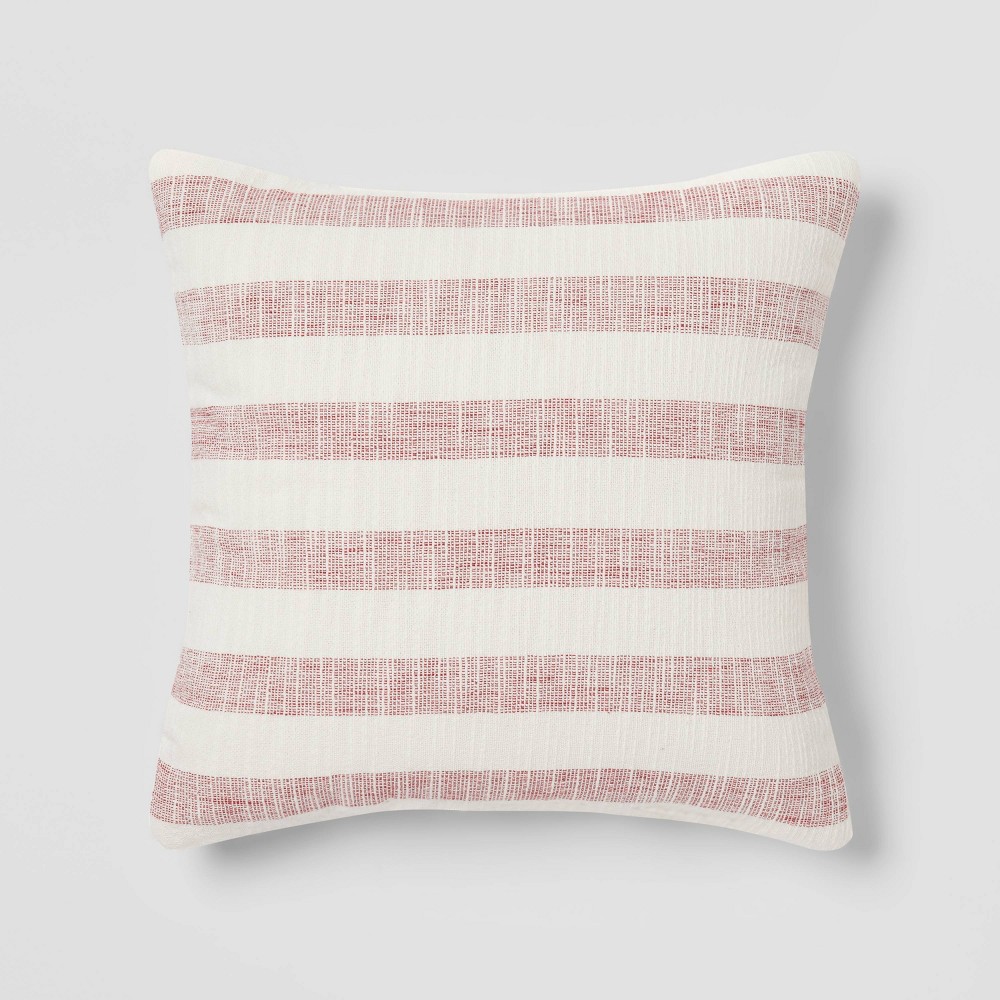 Woven Striped Square Throw Pillow Red/Ivory - Threshold