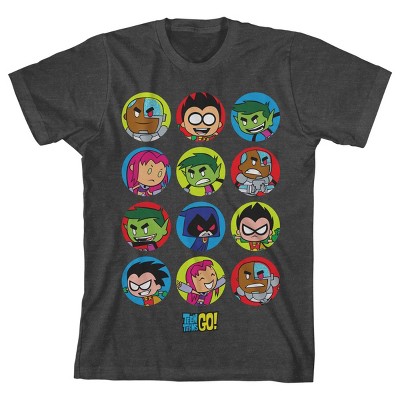 Teen Titans Go Character Circles Boy's Charcoal Heather T-shirt