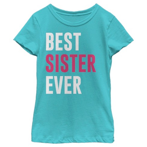 Girl s Lost Gods Best Sister Ever Text T Shirt Tahiti Blue Medium