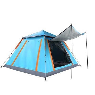 Naysaye Camping Tents 4 Person Tent Waterproof Instant Setup 2 Mosquito Windows for Hiking Backpacking and Outdoor, Blue, 84.65"*84.65"*53.54"