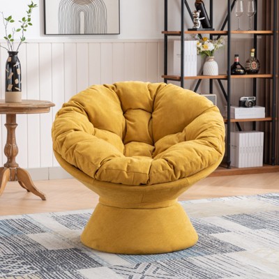 FONTOI Oversized Swivel Accent Chair, Swivel Barrel Chair, Upholstered Wingback Chair for Bedroom Living Room, Yellow, 33"*31.5"*37"