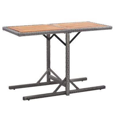 vidaXL Patio Table, Anthracite Poly Rattan and Solid Acacia Wood