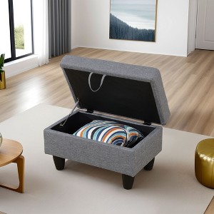 AndMakers 28.5 in. W Linen Rectangle Ottoman with Storage - 1 of 4