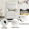 360° Upholstered Swivel Chair Recliner Chair Theater Recliner Sofa Nursery Glider Rocker, Beige/Gray-Merax - 4 of 4