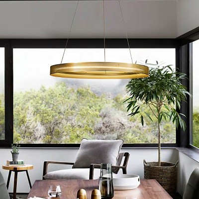 ALOADECOR Modern And Contemporary 1-Light Round Pendant LED Ring Chandelier
