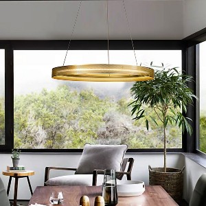 ALOADECOR Modern And Contemporary 1-Light Round Pendant LED Ring Chandelier - 1 of 4