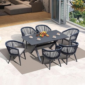 PURPLE LEAF Patio Dining Set All-Weather Wicker Aluminium Outdoor Table and Chairs Set for Backyard Decor Kitchen Modern Furniture Set - 1 of 4