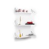 VYNXARIA Rustic Floating Wall Shelf - Wall-Mounted Triple Shelf Bracket for Books and Decorative Items, White/Chrome - 2 of 4