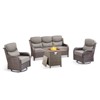 4 Piece Patio Furniture Set with Fire Pit Table, 2 x Swivel Rocker Chair, 1 x 3-Seat Sofa, 5 Seats Outdoor Conversation Set for Lawn Garden Backyard - 3 of 4