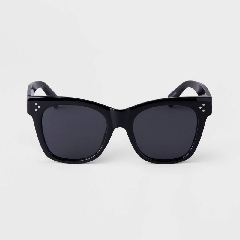 Women&#39;s Square Plastic Retro Sunglasses - A New Day&#8482; Black, 1 of 5