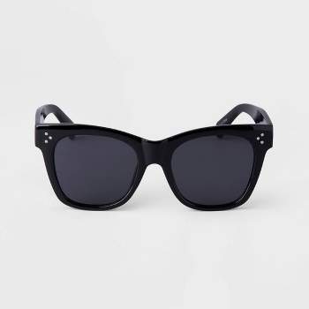Women's Square Plastic Retro Sunglasses - A New Day™ Black
