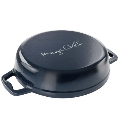 MegaChef 2 Quart Dark Blue Enameled Cast Iron Braiser Pan