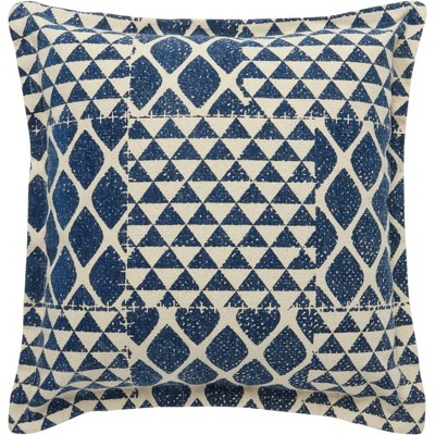 Life Styles Printed Triangle Patch Oversize Square Throw Pillow Indigo - Nourison