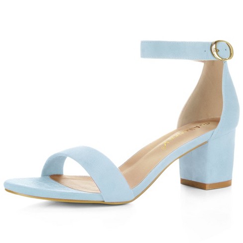 Allegra K Women's Open Toe Block Ankle Strap Heel Sky Blue 8.5 : Target