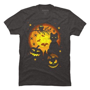 Men's Design By Humans Halloween Kitty By artizan16 T-Shirt - 1 of 4