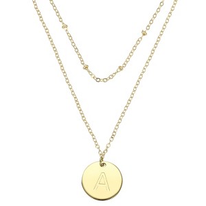 Unique Bargains Women's Gold Tone Disc Pendant Letter Necklace - 1 of 4