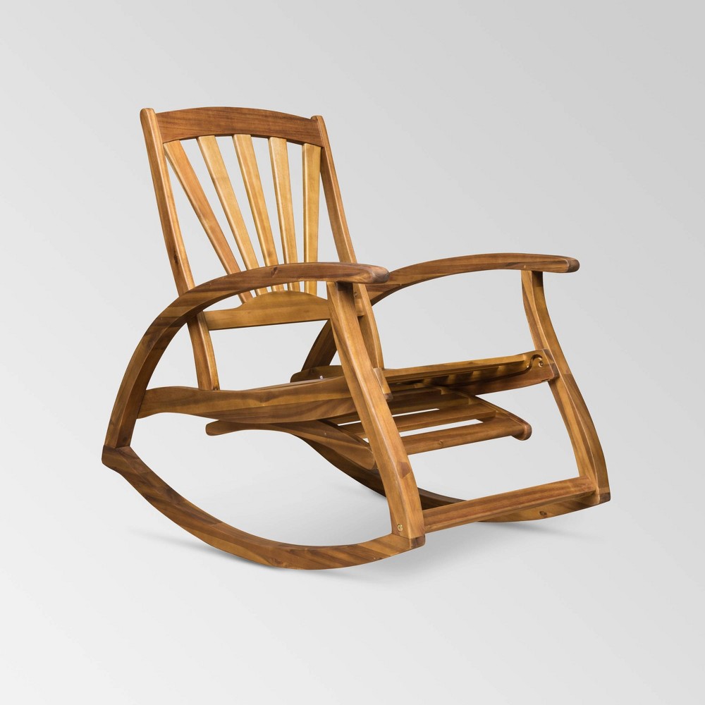 Photos - Garden Furniture Sunview Acacia Wood Recliner Rocking Chairs - Teak - Christopher Knight Ho