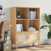 vidaXL SENJA Bookcase - Brown, Free-Standing, Rattan Look Doors, Solid Pine Wood with UV Varnish - 2 of 4