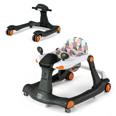 Costway 2-in-1 Baby Walker Foldable Activity Push Walker w/ Adjustable Height