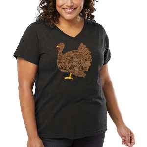 LA Pop Art Thanksgiving - Women's Word Art V-Neck - 1 of 4