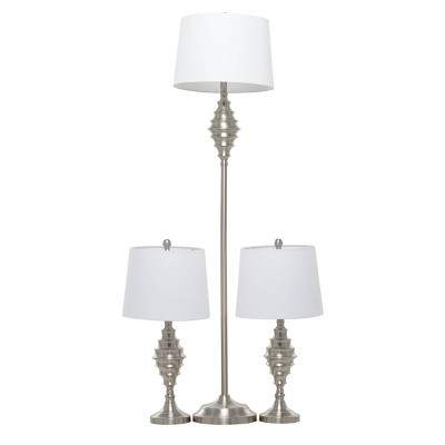 Set of 3 Coastal Iron Table Lamps Silver - Olivia & May