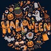 Men's Design By Humans happy halloween greeting holiday illustration By ghinan Tank Top - 2 of 2