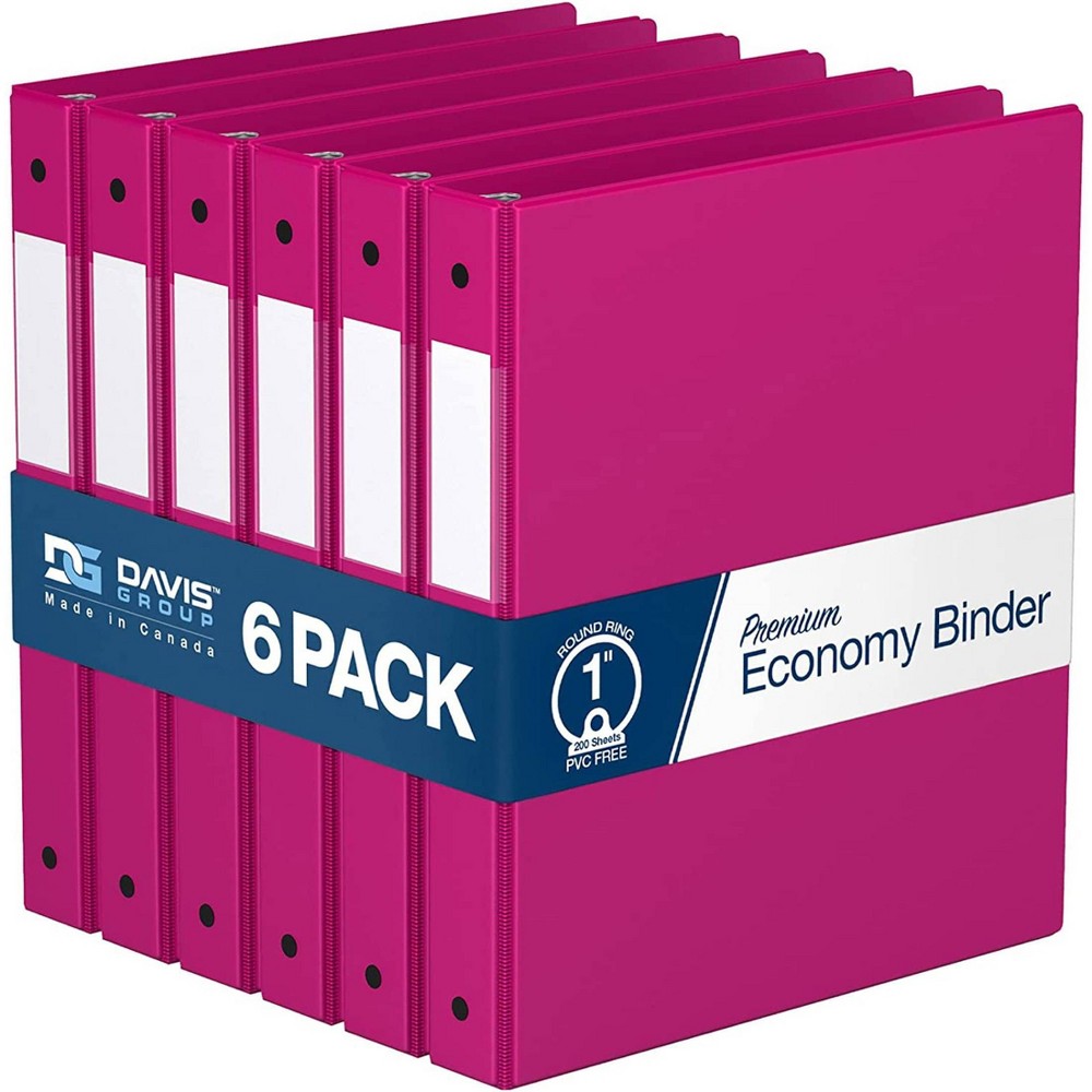 Photos - File Folder / Lever Arch File Davis Group 6pk 1" Premium Economy Round Ring Binder Pink