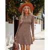 2025 Women's Long Sleeve Sweater Dress for Fall, Crew Neck Knit Midi Dress Khakicaramel - 3 of 4