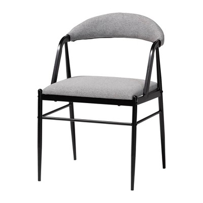 Orrin Gray Fabric and Black Metal Dining Chair Set of 4