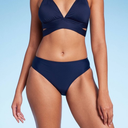 Minimal Full Coverage Bikini Bottom - Ocean Blue Ribbed