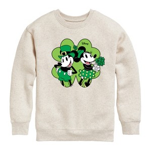 Boys' - Disney - Mickey Minnie Shamrock Graphic Long Sleeve Fleece Sweatshirt - 1 of 4