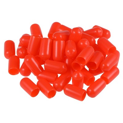 Unique Bargains Rubber Vinyl Round Tube Bolt Thread Protectors End Caps Cover Red 50 Pcs