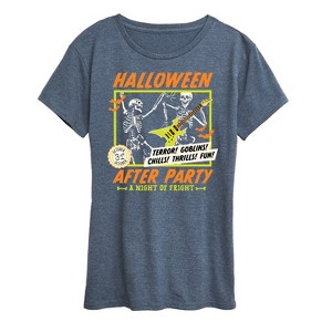 Women's - Instant Message - Halloween After Party Skeleton Poster Short Sleeve Graphic T-Shirt - 1 of 4
