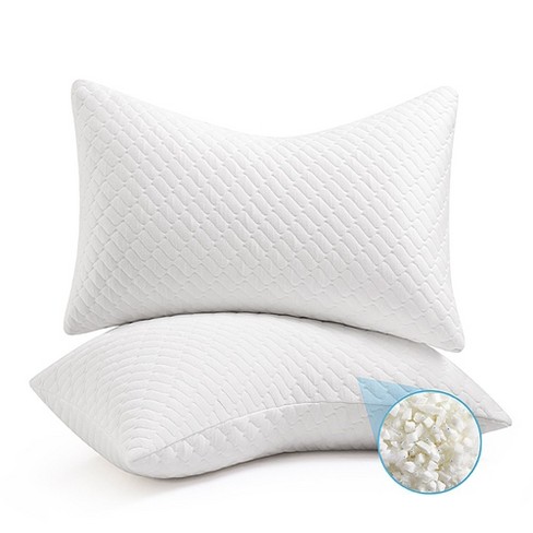 Peace Nest Pack of 2 Crescent Shredded Memory Foam Adjustable Bed Pillows for Back Side Sleeper Queen