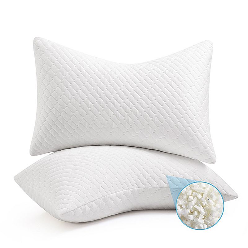 Peace Nest Pack of 2  Shredded Memory Foam Adjustable Bed Pillows for Back & Side Sleeper, 1 of 7