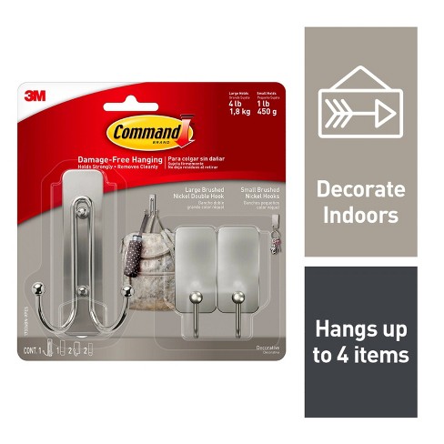 3M COMMAND Hooks, Mini, Utility, Ceiling, Jumbo, Large, Nickel, Designer  Hooks