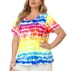 Agnes Orinda Women's Plus Size Round Neck Short Sleeve Multi Color Dye Casual Blouses - 2 of 4