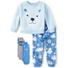 The Children's Place Baby Boys Long Sleeve Embroidered Polar Bear Pajamas - Cozy Fleece - 3 of 4