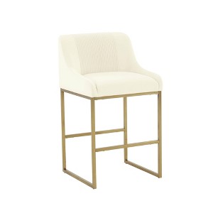 TOV Furniture Lisa Pleated Velvet Counter Stool by Inspire Me! Home Decor Cream - 1 of 4