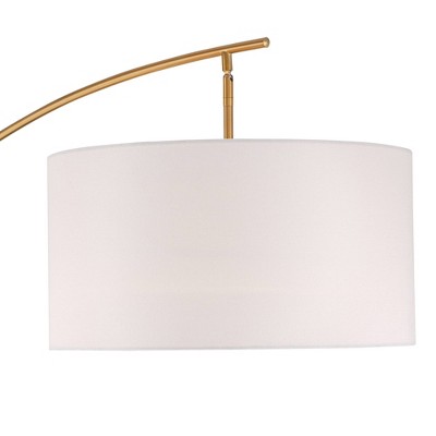Adjustable White Linen Drum Shade Arc Floor Lamp