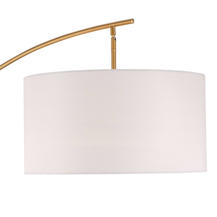 Possini Euro Design Raymond Modern Arc Floor Lamp 69" Tall Warm Gold Adjustable Boom Arm White Linen Drum Shade for Living Room Reading Office House, 3 of 9