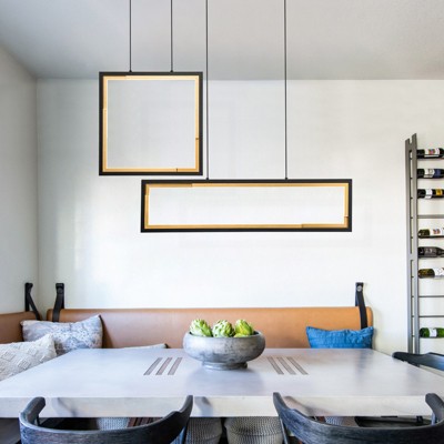 LLHZSY Modern Geometric Integrated LED Chandelier Linear Island Light Pendant Lights for Dining Room-W39 2/5" x H23 3/5"