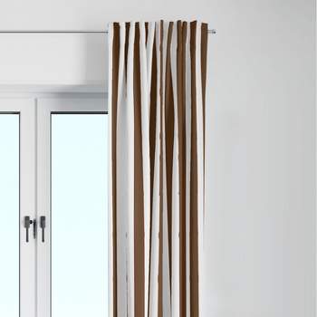 Bacati - Wide Stripes Chocolate Cotton Printed Single Window Curtain Panel