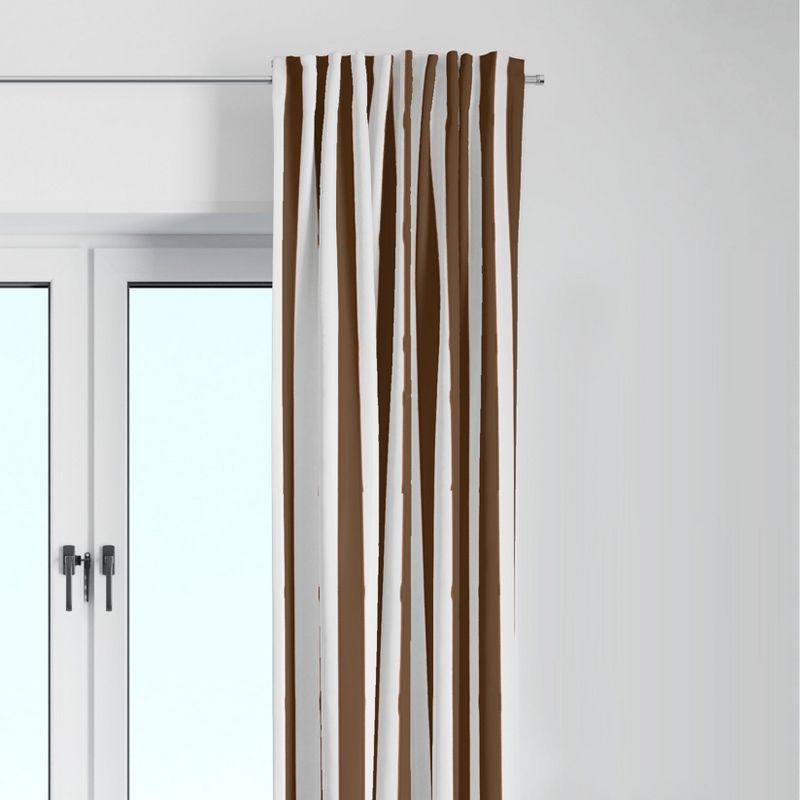 Bacati - Wide Stripes Chocolate Cotton Printed Single Window Curtain Panel, 1 of 5
