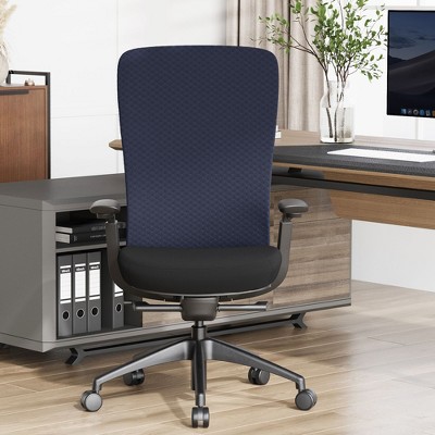 COLAMY Ergonomic Office Desk Chair,High Back Office Chair with Mesh Back and Adjustable Lumbar Support-DarkBlue
