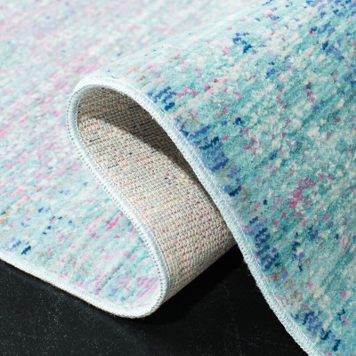 Valencia Turquoise and Multicolor Synthetic Square Area Rug 6'7" x 6'7"