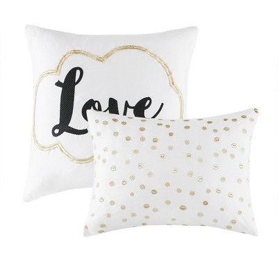 Ivory and Gold Twin Microfiber Geometric Comforter Set