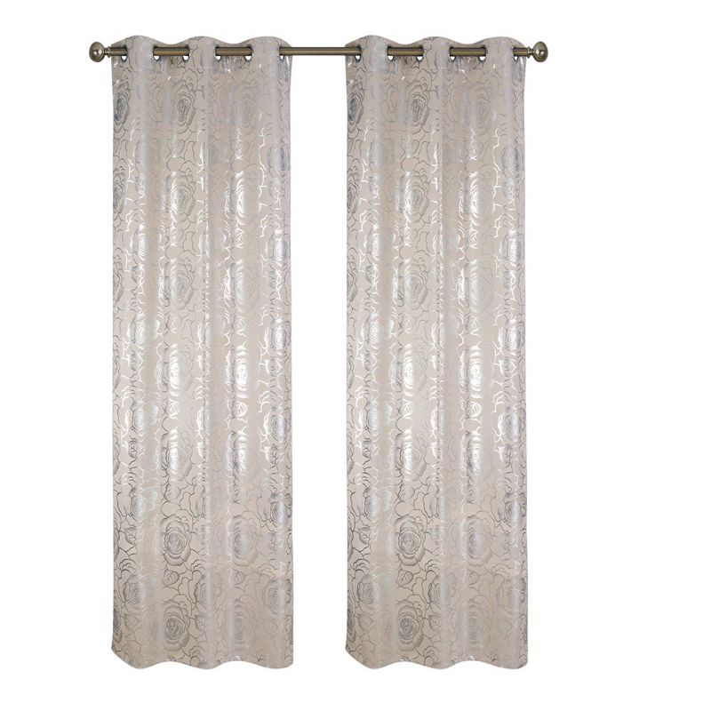 Floral Metallic Blackout Grommet Curtain Panels (Set of 2), 4 of 5