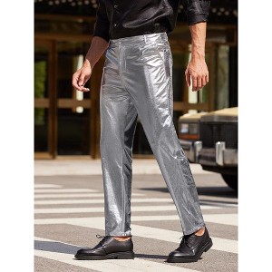 COOFANDY Men's Metallic Shiny Pants Night Club Pants 70s 80s 90s Disco Pant Party Dance Straight Leg - 1 of 4