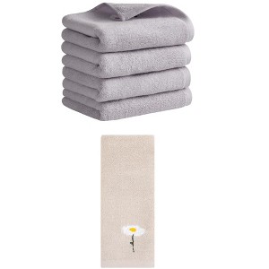 REGALWOVEN 5 Pack Floral Embroidered Cotton Soft Absorbent Bathroom Hand Towels 13" x 30" - 1 of 4
